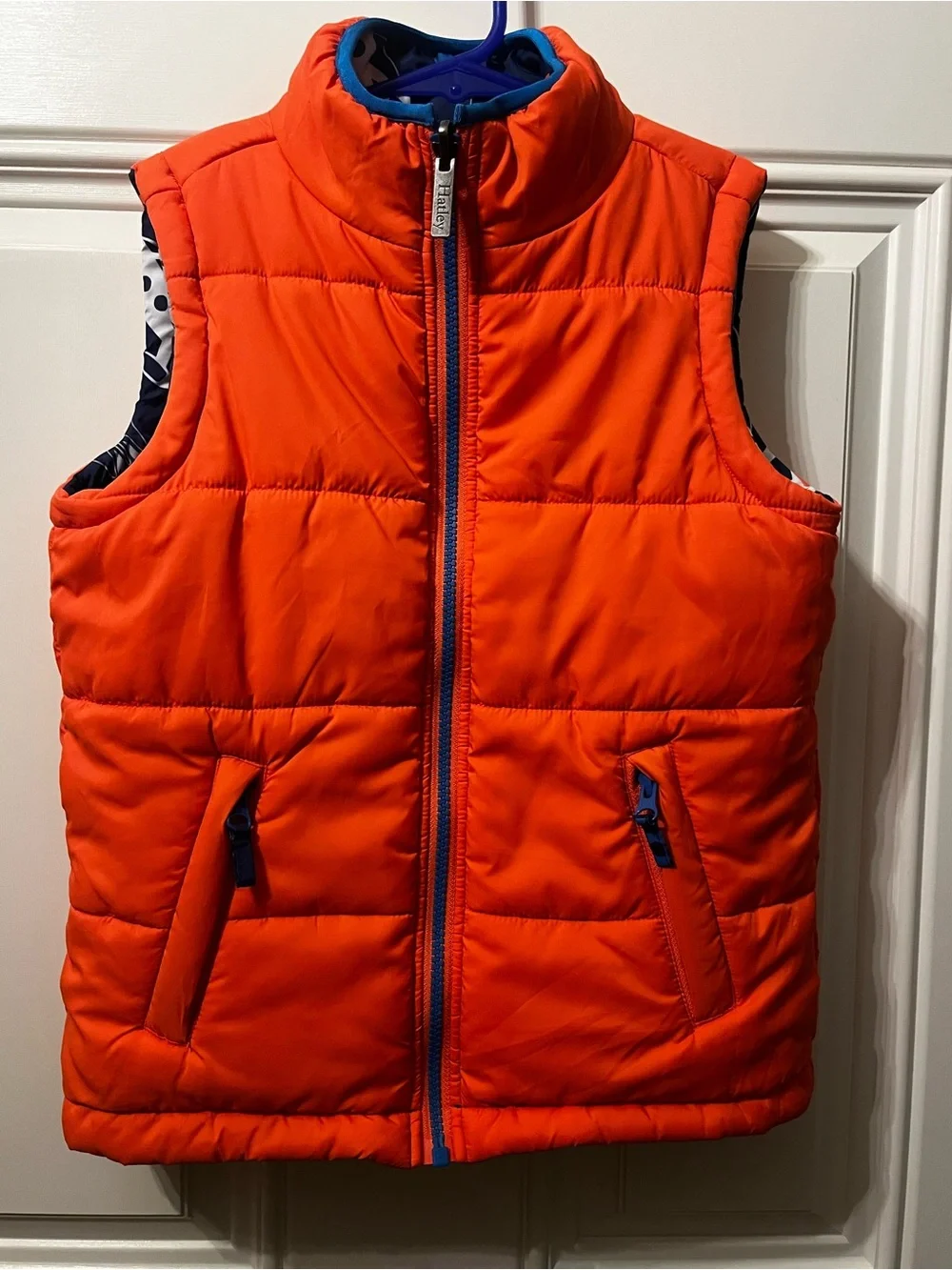 Hatley Navy Blue Rocket Print Puffer Vest Reversible